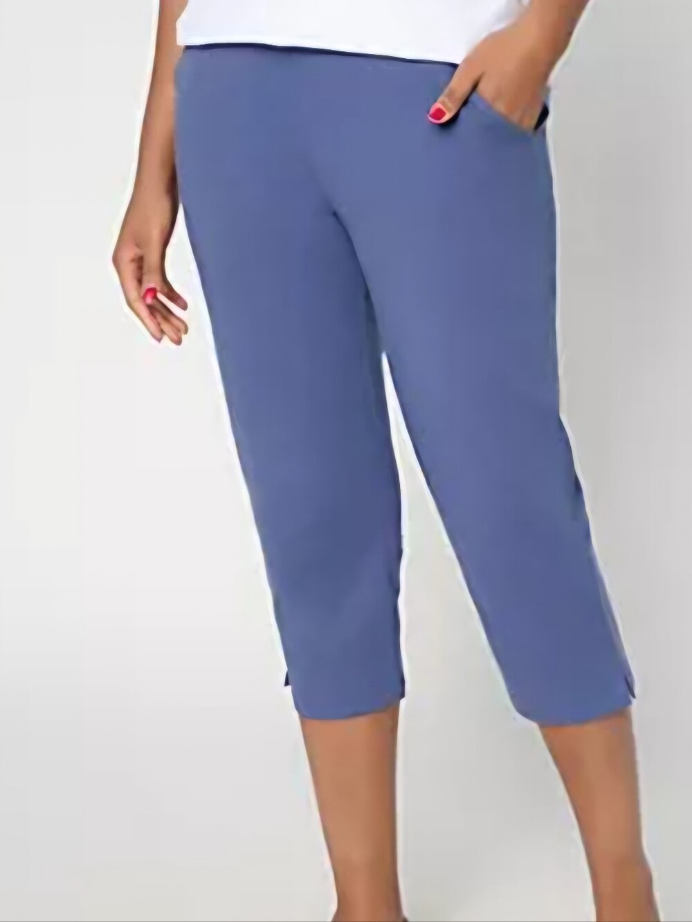 Indigo Petite Duo Stretch Capri Pants Medium New Denim&co